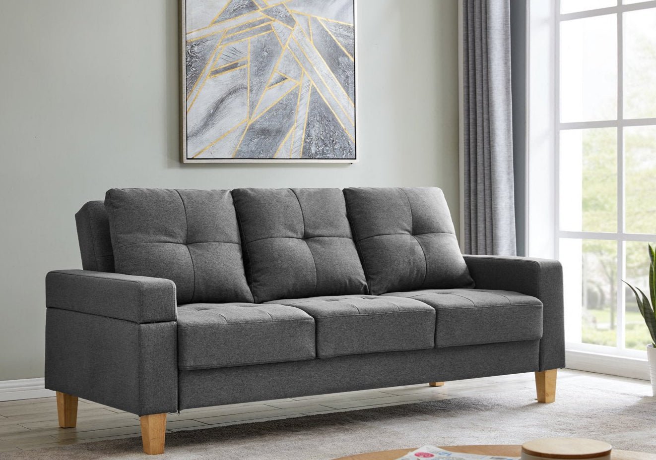 Victoria Fabric Sofa Bed, Charcoal Grey Fabric