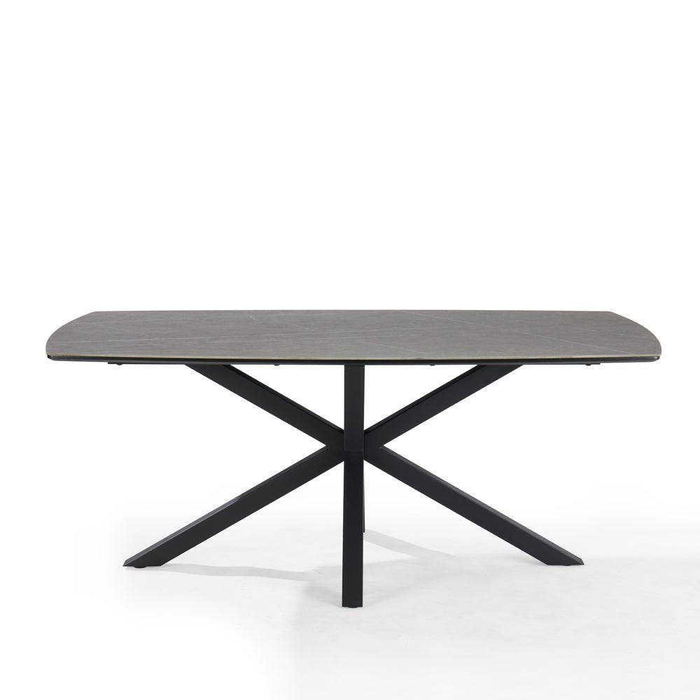 Verona Grey 180cm Ceramic Dining Table & 8 Bilbao Chairs, Cream Velvet