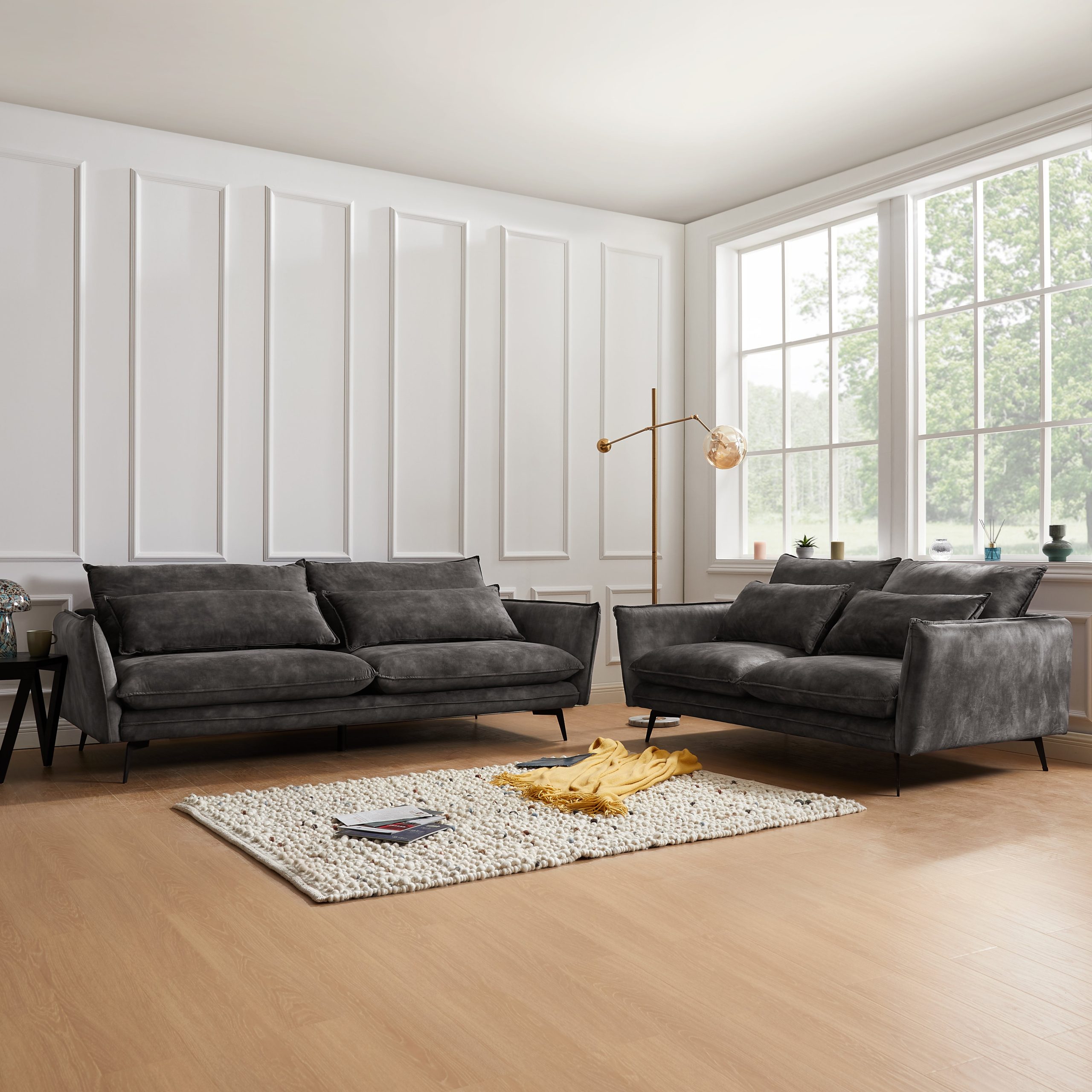 Wallace 3 Seater Sofa, Steel Grey Velvet
