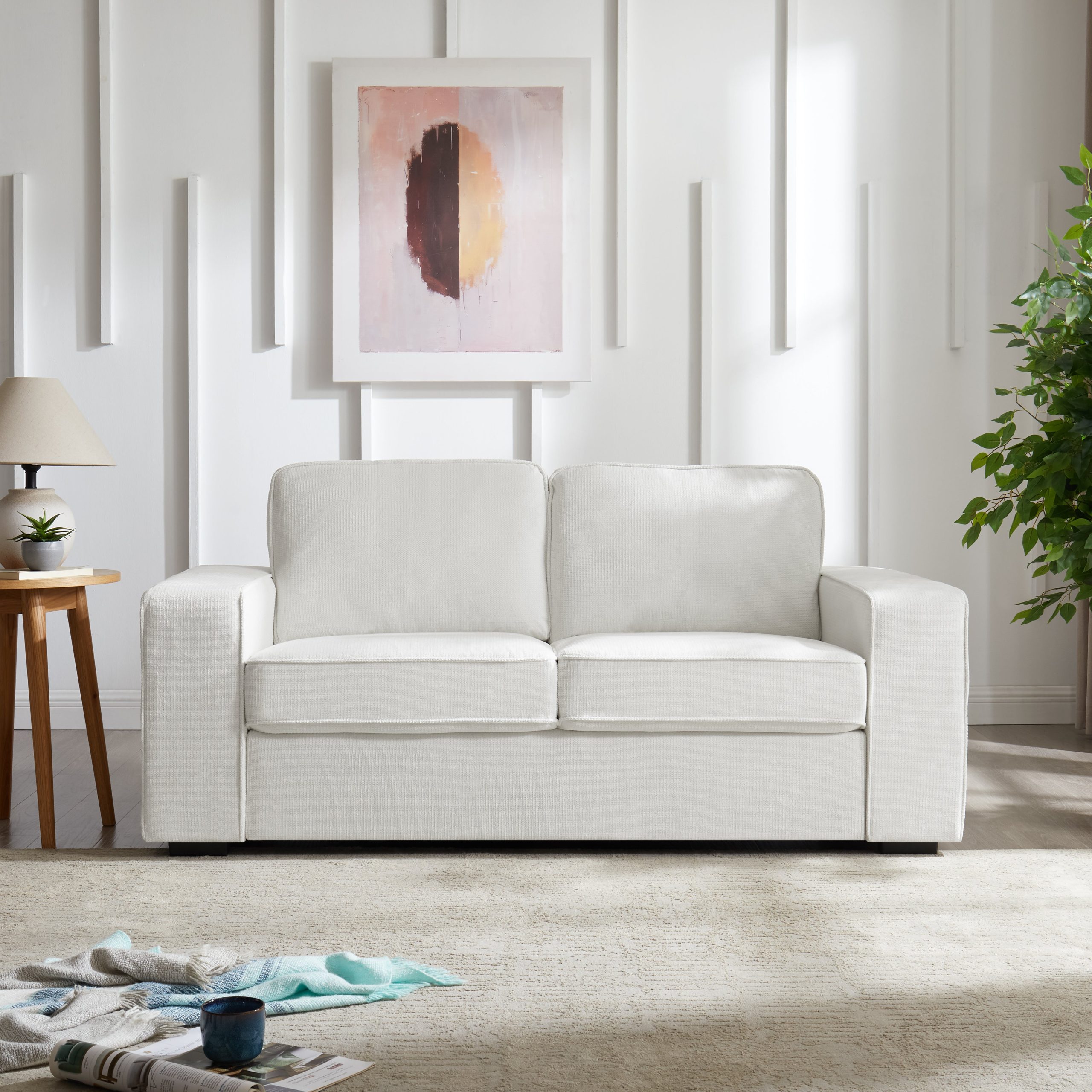 York 2 Seater Sofa, Cream Linen