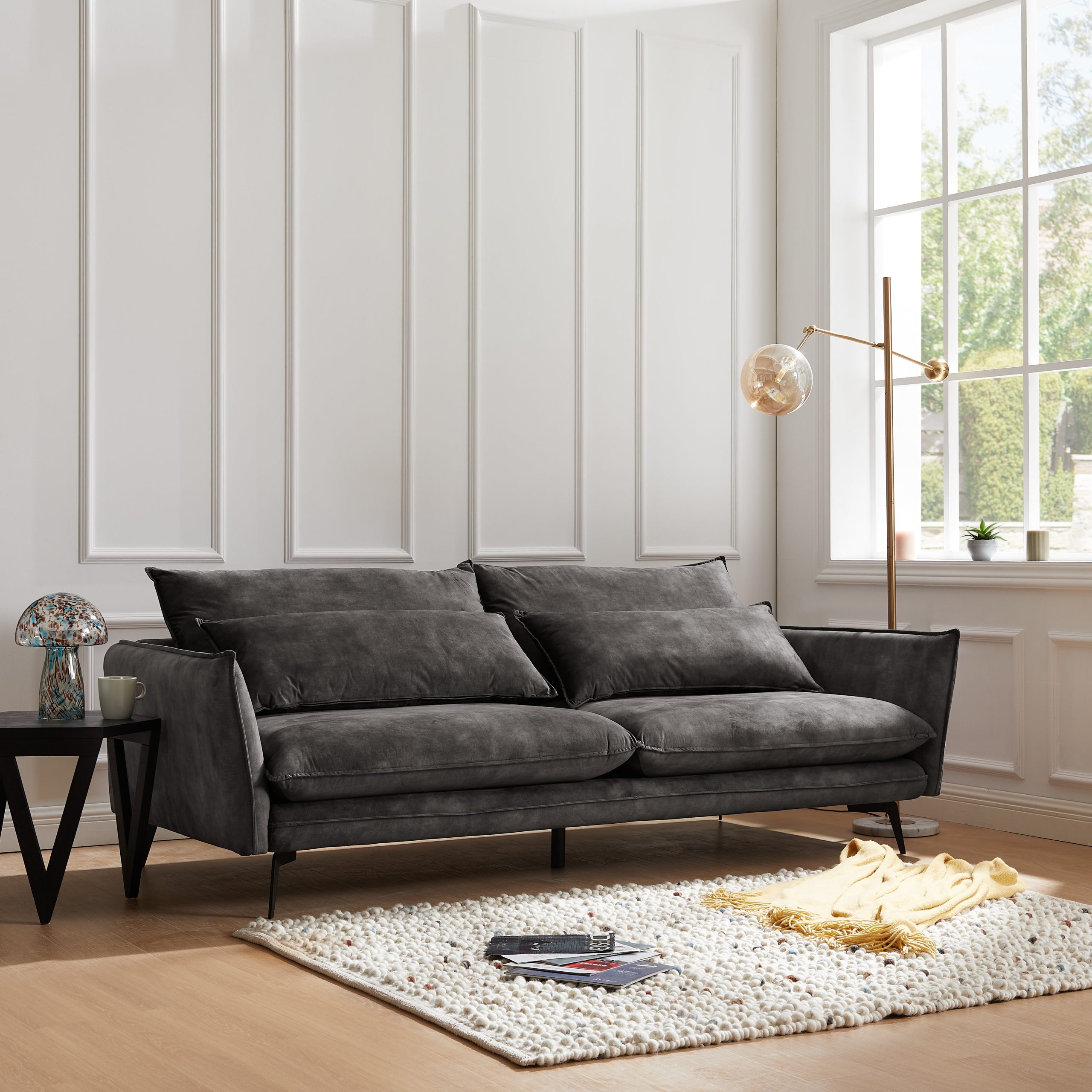 Wallace 3 Seater Sofa, Steel Grey Velvet