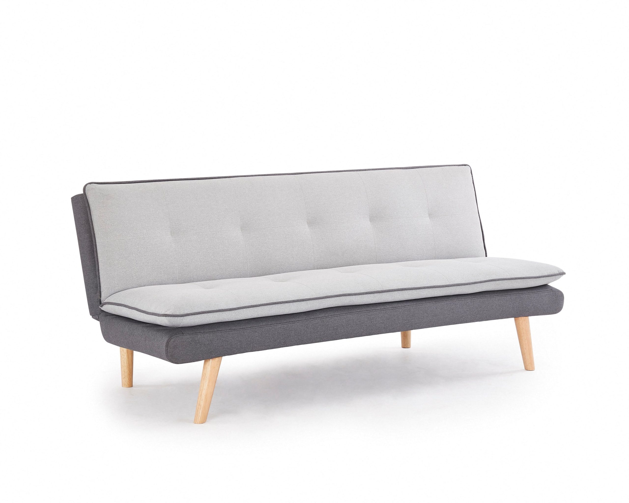 Willow Fabric Sofa Bed Contrast Fabric Pillow Topper Wooden Legs, Grey Fabric